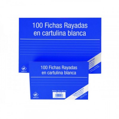 100 FICHAS DE CARTULINA RAYADA 95X65 MM Nº 1 MARIOLA 3111R