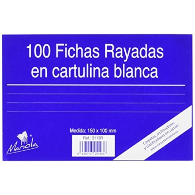 100 FICHAS DE CARTULINA RAYADA 150X100 MM Nº 3 MARIOLA 3113R