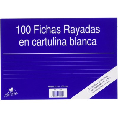 100 FICHAS DE CARTULINA RAYADA 215X160 MM Nº 5 MARIOLA 3115R