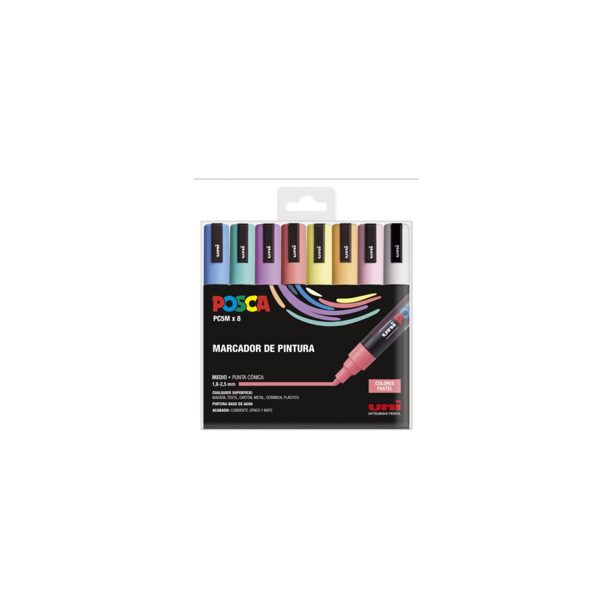 ESTUCHE 8 UDS PC 5M PASTEL POSCA UNIBALL 182634810