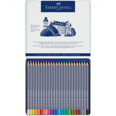 ESTUCHE DE METAL CON 24 LaPICES DE COLORES ACUARELABLES GOLDFABER FABER CASTELL 114624