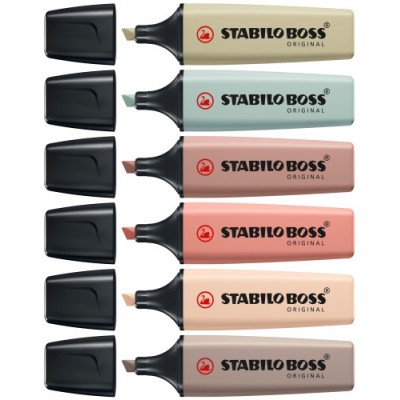 STABILO BOSS NatureColors marcador 6 piezas Punta de cincel Negro Bronce Marron Verde Gris Verde claro