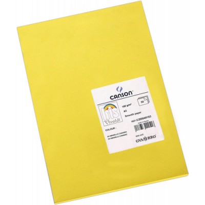 PACK 50 HOJAS CARTULINA IRIS A3 185G AMARILLO CANARIO CANSON C200040183