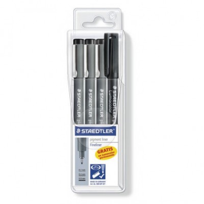 ESTUCHE 3 CALIBRADOS PIGMENT LINER 308 REGALO PORTAMINAS STAEDTLER 308 S1WP3