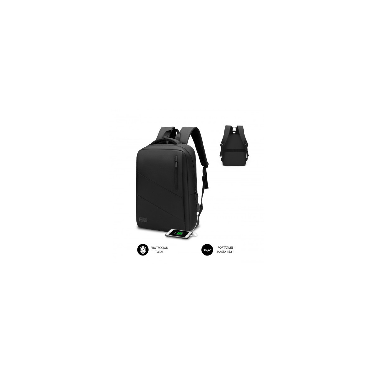 SUBBLIM City Backpack Mochila para portatil 156 Poliester Oxford Negra