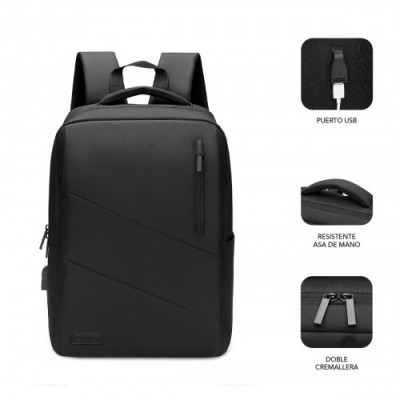 SUBBLIM City Backpack Mochila para portatil 156 Poliester Oxford Negra