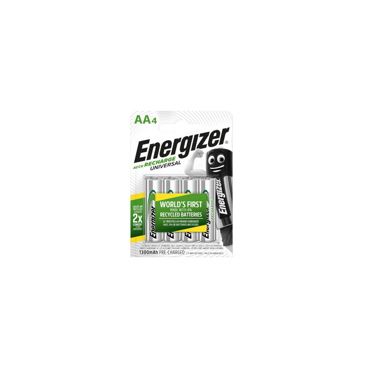 BLISTER 4 PILAS RECARGABLES UNIVERSAL POTENCIA 1300 MAH TIPO HR6 ENERGIZER E301376000