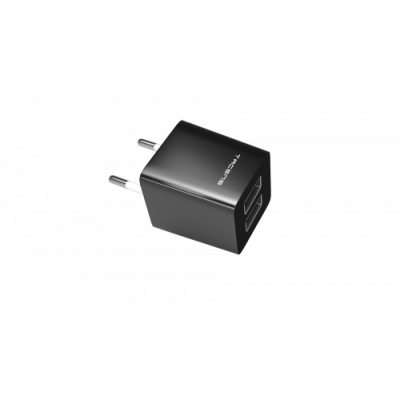 TACENS ANIMA AUSB1 USB CHARGER 2x USB PORTS 21A ULTRAFAST CHARGE LIGHWEIGT AND COMPACT SIZE DESIGN EU CONNECTOR BLACK WHITE DES